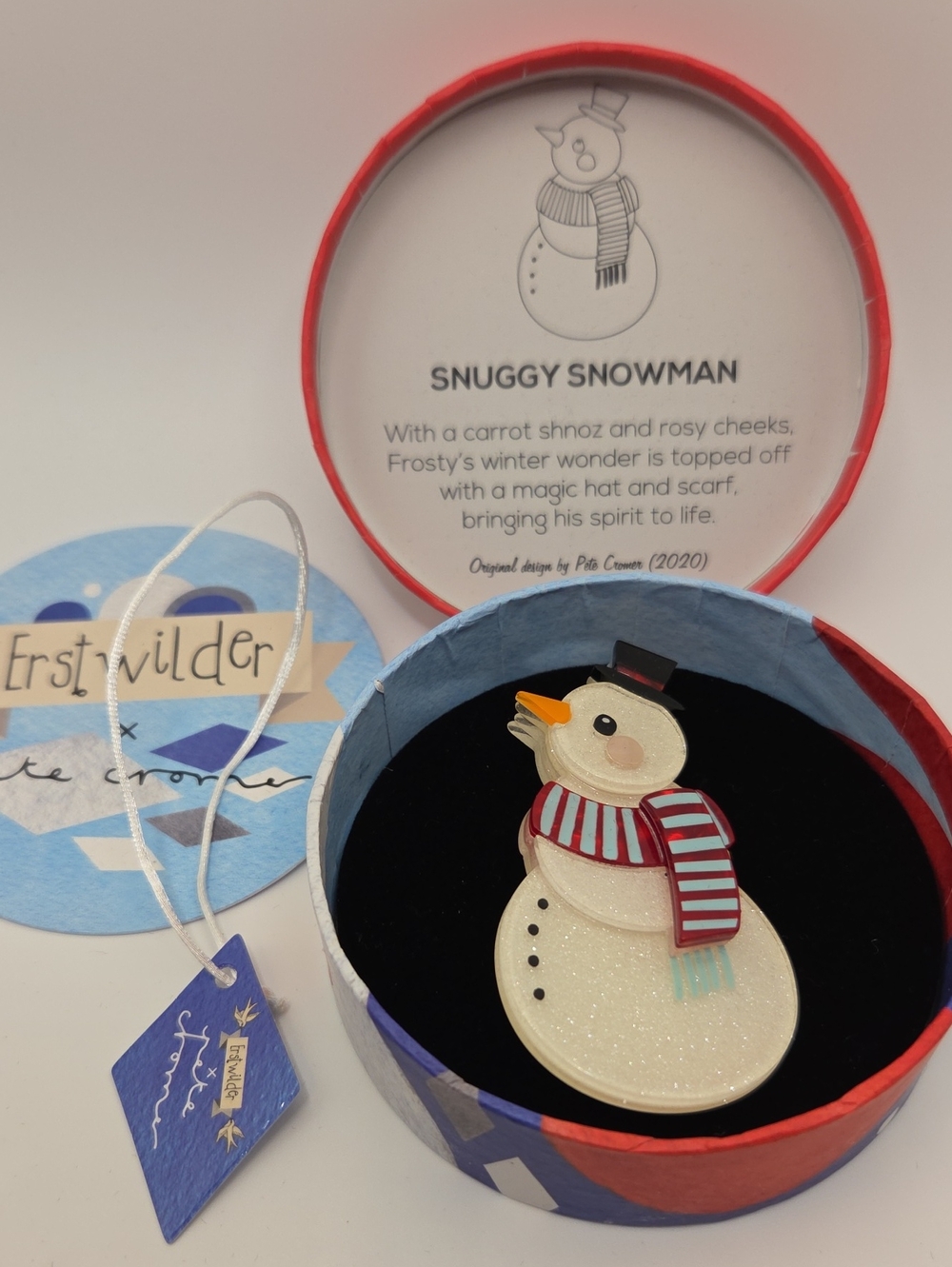 Erstwilder Snuggy Snowman Brooch